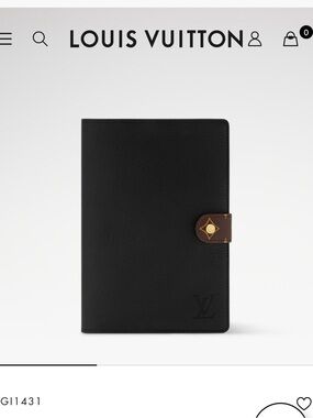 Louis Vuitton Charles Black Leather Notebook Cover - Like new